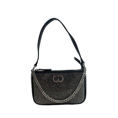 Black Polyurethane Women Shoulder Bag