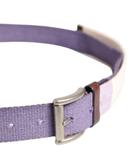 Men Purple Canvas Silver Metal Buckle Belt