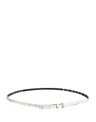 White Leather Studded Cintura Belt