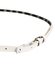 White Leather Studded Cintura Belt