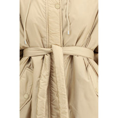 Beige Polyester Full-Length Jacket