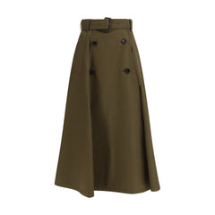 Bicolor Cotton Midi Skirt
