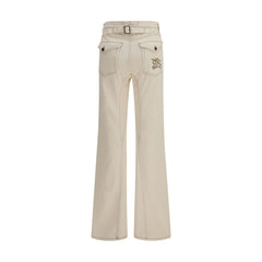 Beige Cotton Bootcut Jeans