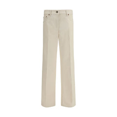 Beige Cotton Flared Jeans