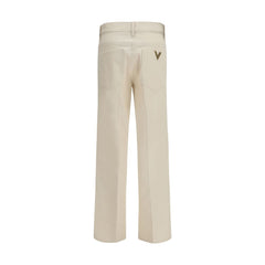 Beige Cotton Flared Jeans