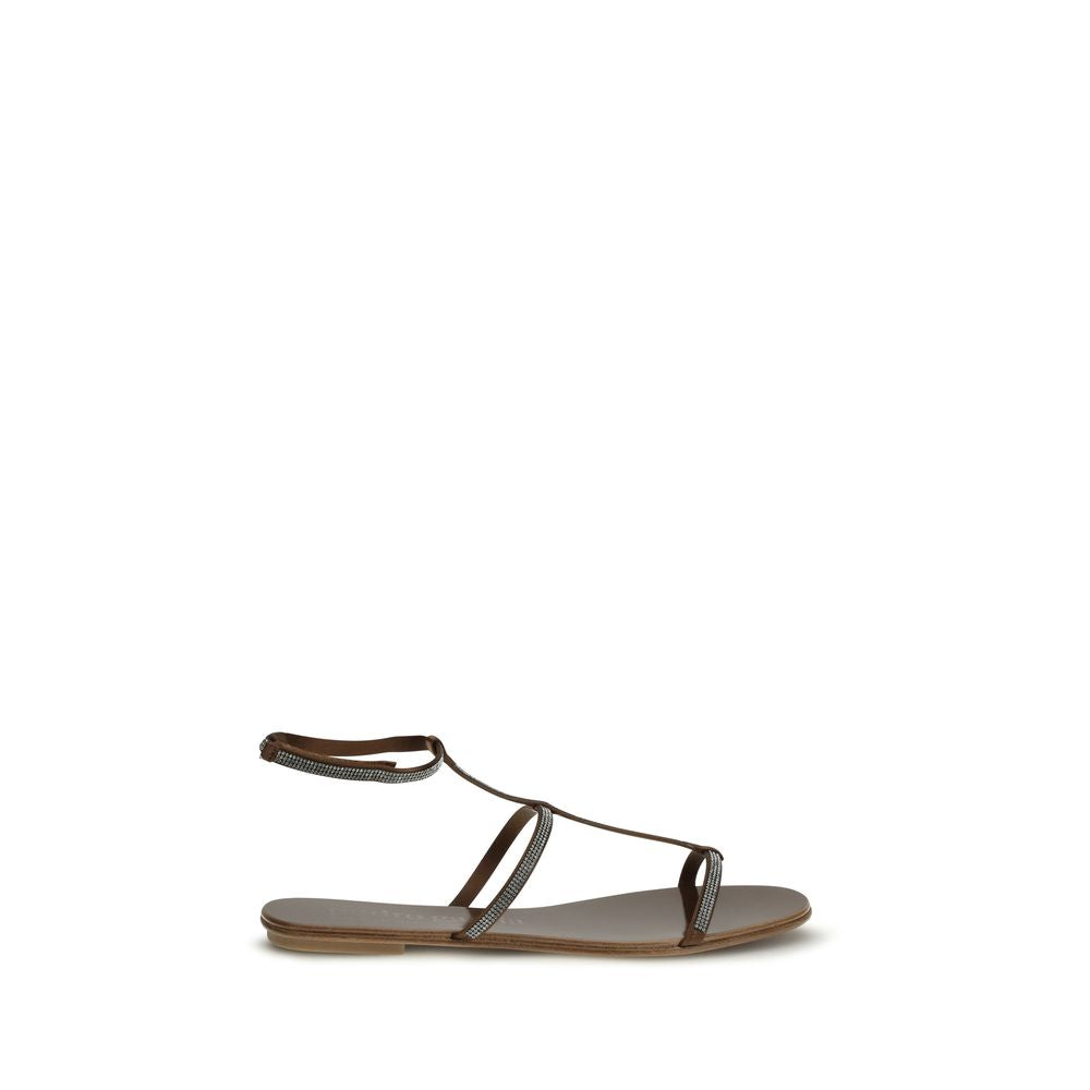 Brown Calf Leather Bos Taurus Strap-On Sandals