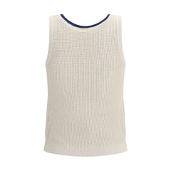 Beige Cotton Sleeveles T-Shirt