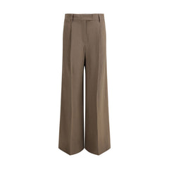 Beige Viscose Casual Pants