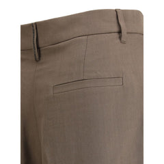 Beige Viscose Casual Pants