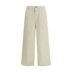 Beige Cotton Casual Pants