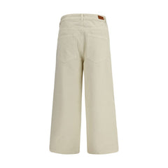 Beige Cotton Casual Pants
