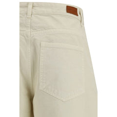 Beige Cotton Casual Pants