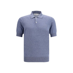 Blue Linen Polo Shirt