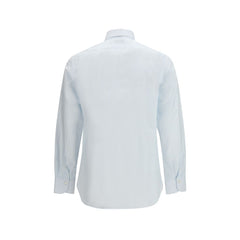 قميص قطني أزرق بنقشة