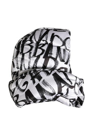 White Logo Print Whole Head Wrap Capello Hat