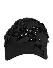Men Black Cotton Embellished Baseball Capello Hat