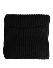 Black Cashmere Knitted Men Neck Warmer One Size Scarf