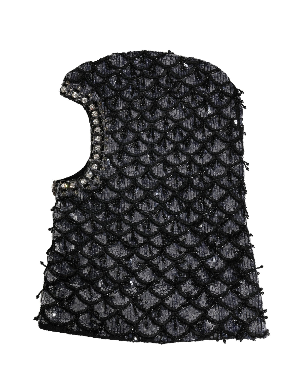 Black Wool Crystal Embellished Balaclava Hat