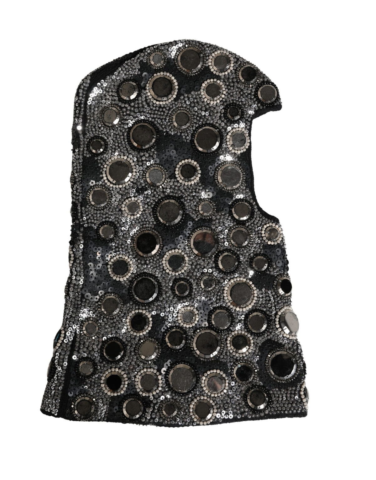 Black Wool Crystal Embellished Balaclava Hat