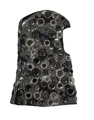 Black Wool Crystal Embellished Balaclava Hat