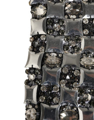 Black Wool Crystal Embellished Balaclava Hat