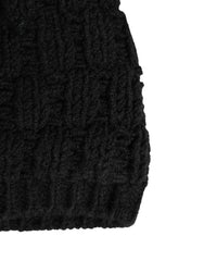 Black Acrylic Knitted Fur Winter Beanie