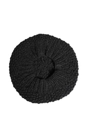 Black Virgin Wool Knitted Winter Beret Hat