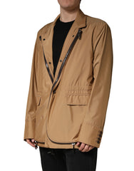 Brown Single Breasted Layered Coat Jacket