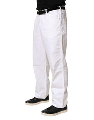 White Straight Mid Waist Denim Trouser Jeans