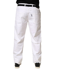 White Straight Mid Waist Denim Trouser Jeans