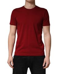 Maroon Cotton Crew Neck Short Sleeves T-shirt