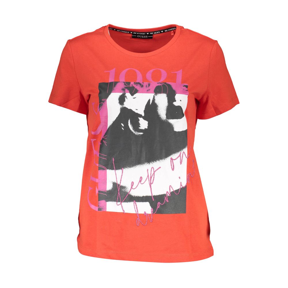 تي شيرت نسائي من القطن باللون الأحمر