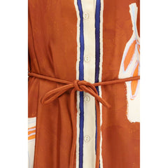 فستان كاجوال متعدد الألوان من الحرير