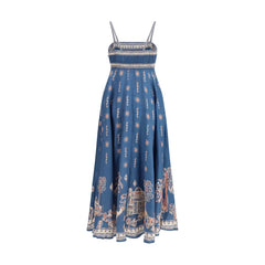 Blue Linen Casual Dress