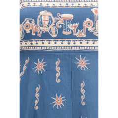 Blue Linen Casual Dress