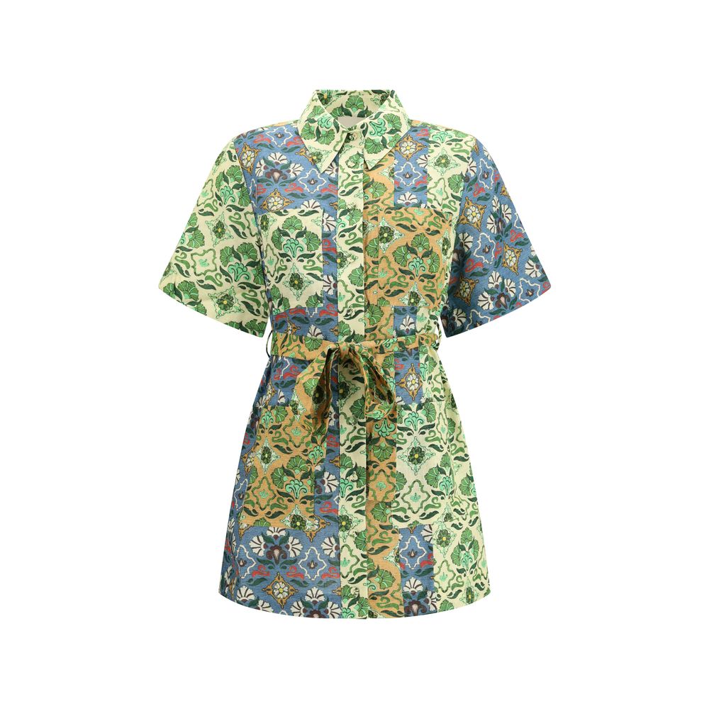 فستان كاجوال متعدد الألوان من الكتان