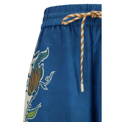 Blue Linen Casual Pants