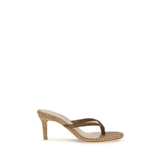 Beige Raffia Stiletto Heel Sandals