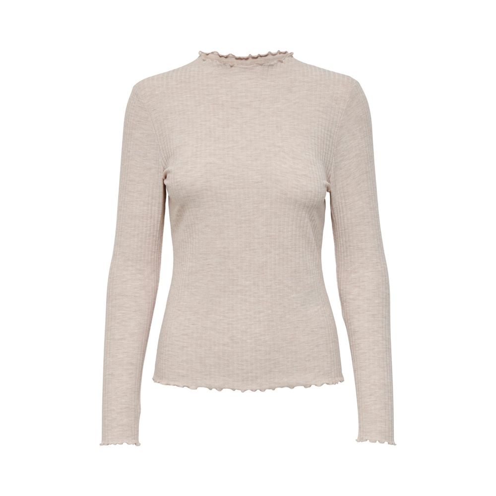 Beige Polyester Turtleneck