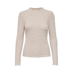 Beige Polyester Turtleneck
