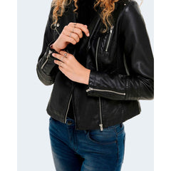 Black Viscose Biker Jacket