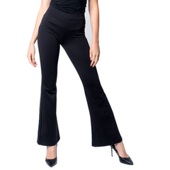 Black Polyester Flared Pants