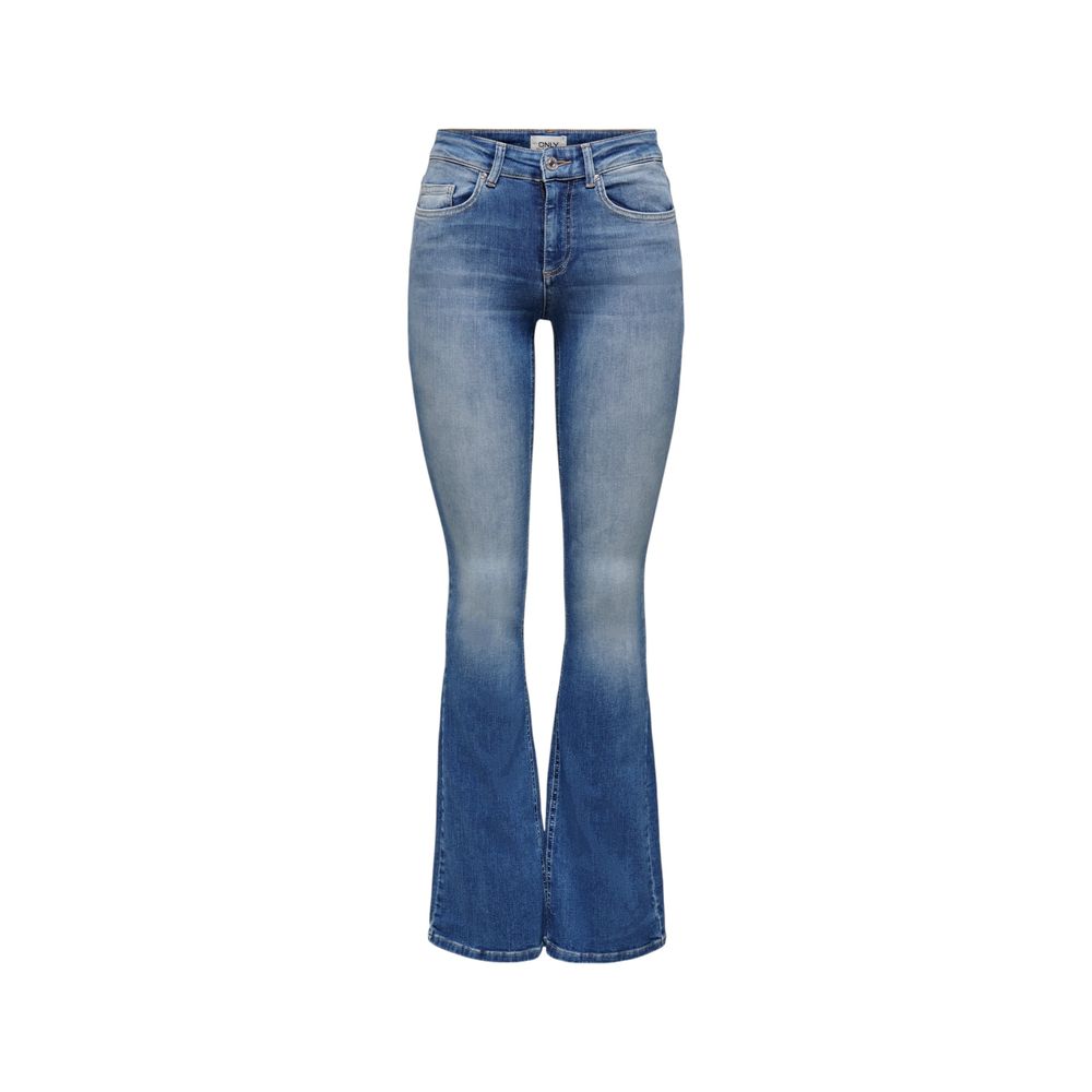 Blue Elastane Bootcut Jeans