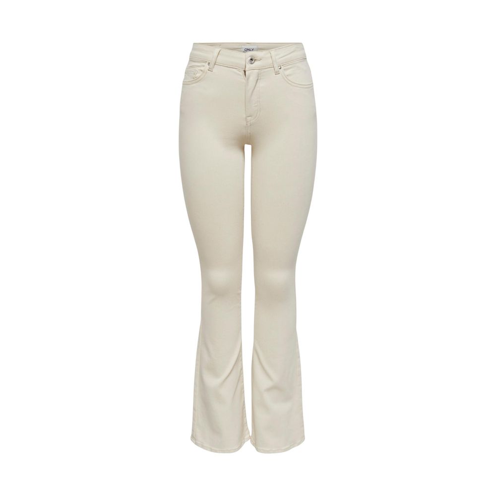 Cream Cotton Bootcut Jeans