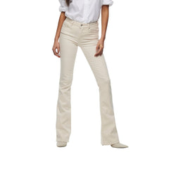 Cream Cotton Bootcut Jeans