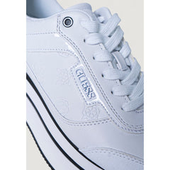White Polyester Platform Sneakers
