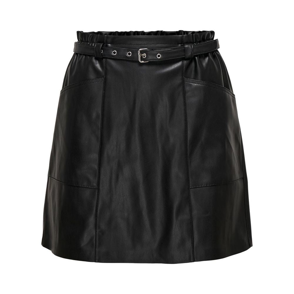 Black Polyester Mini Skirt