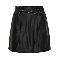Black Polyester Mini Skirt