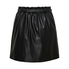 Black Polyester Mini Skirt