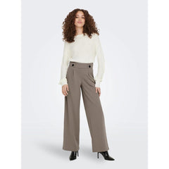 Brown Polyester Casual Pants